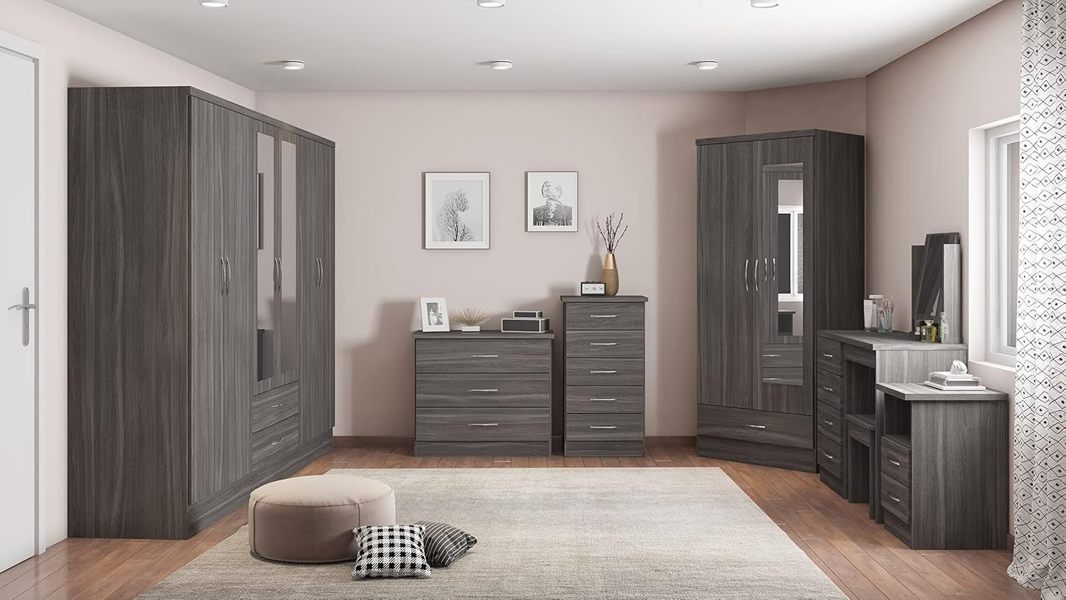 Space-Saving 5 Drawer Chest Narrow Wood Grain Storage Organizer for Home