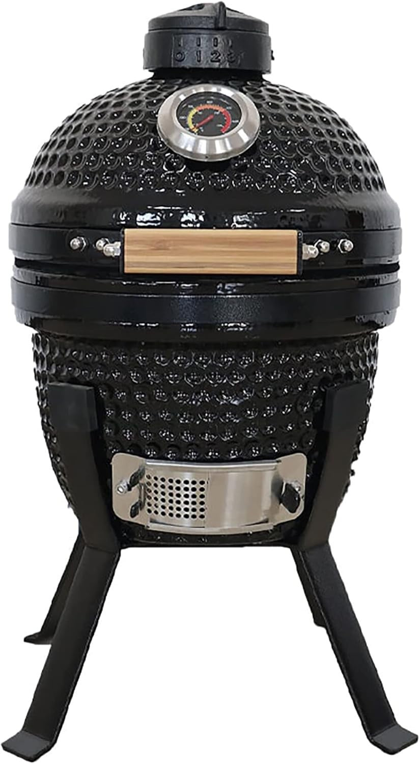 Ceramic Charcoal BBQ Grill 13" Portable Kamado Smoker Oven with Stand