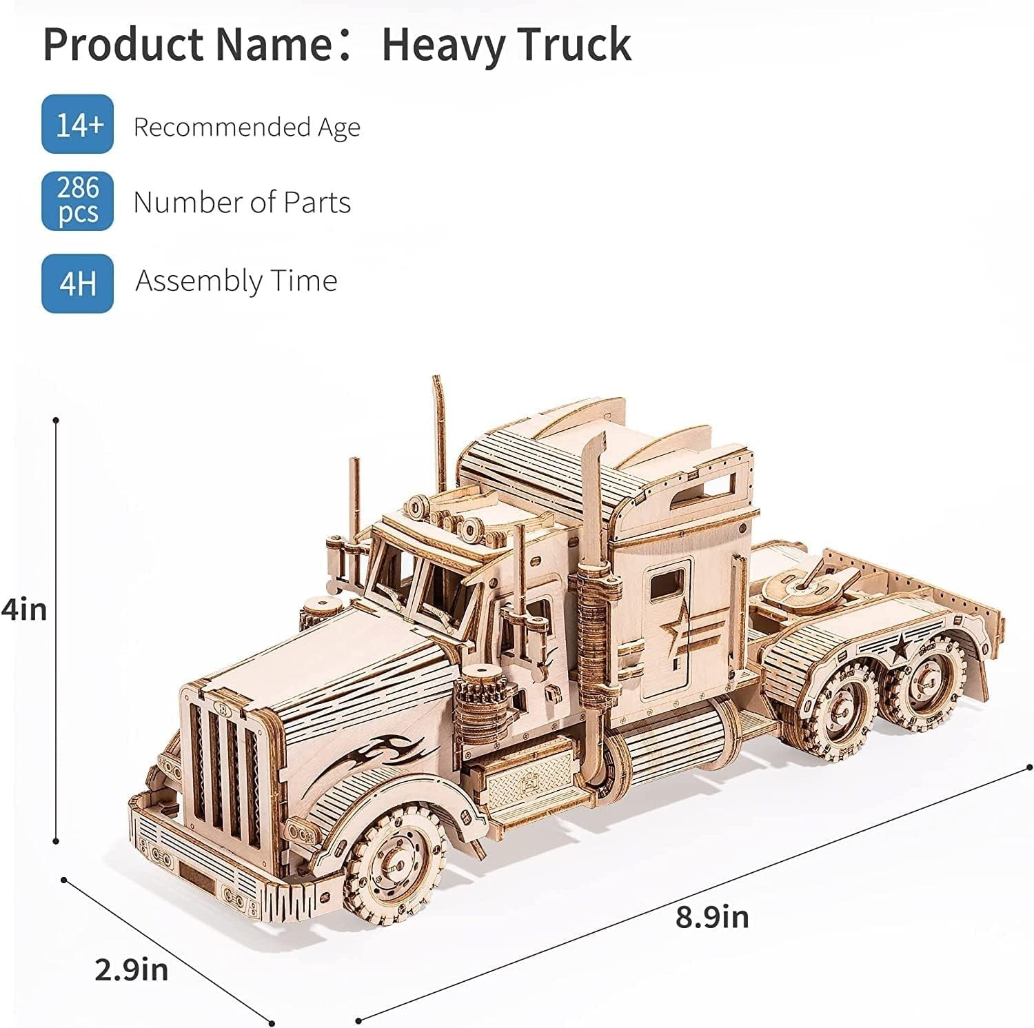 3D Wooden Truck Model Kit DIY Puzzle for Adults Teens – No Glue Needed