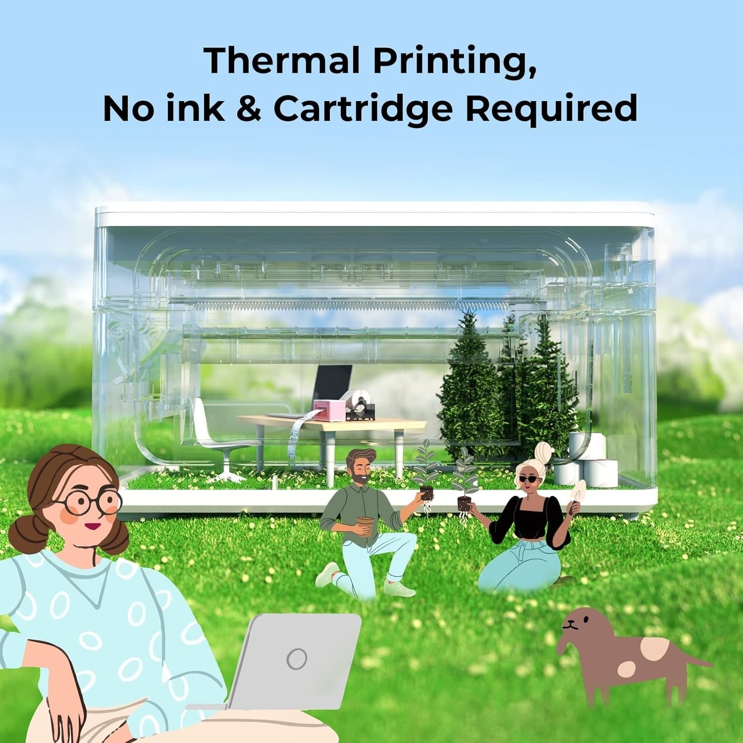 4x6 Bluetooth Thermal Label Printer Shipping Postage Pink