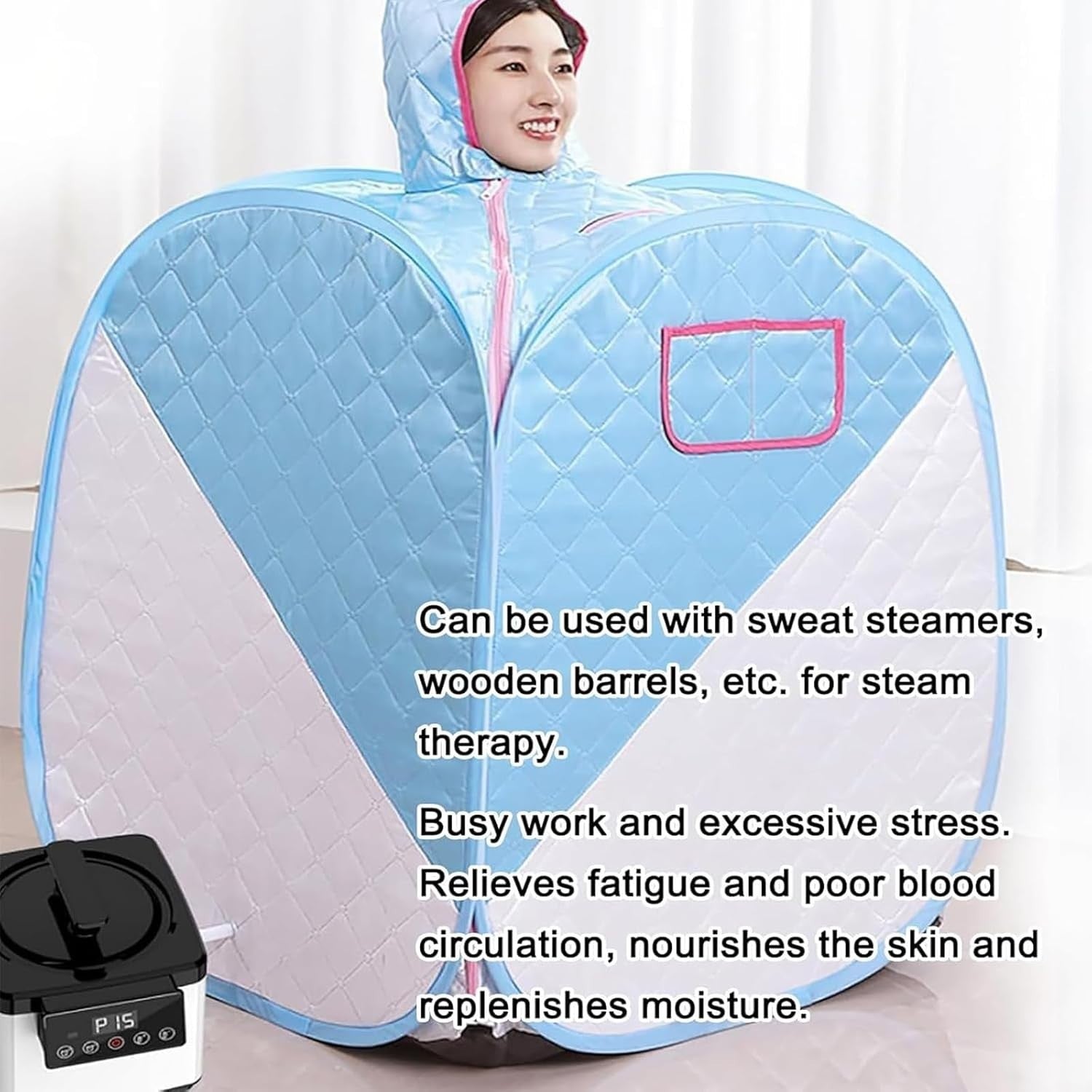 2.6L Portable Sauna Steamer 1000W w/ Remote – Home Spa Adjustable Steam