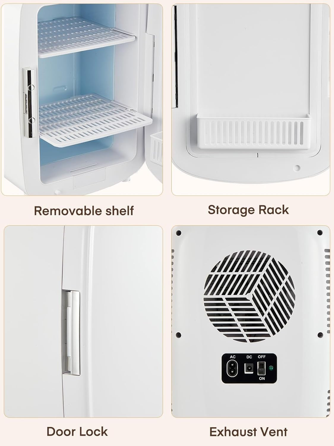 10L Mini Fridge Portable AC/DC Cooler Bedroom Office Travel White