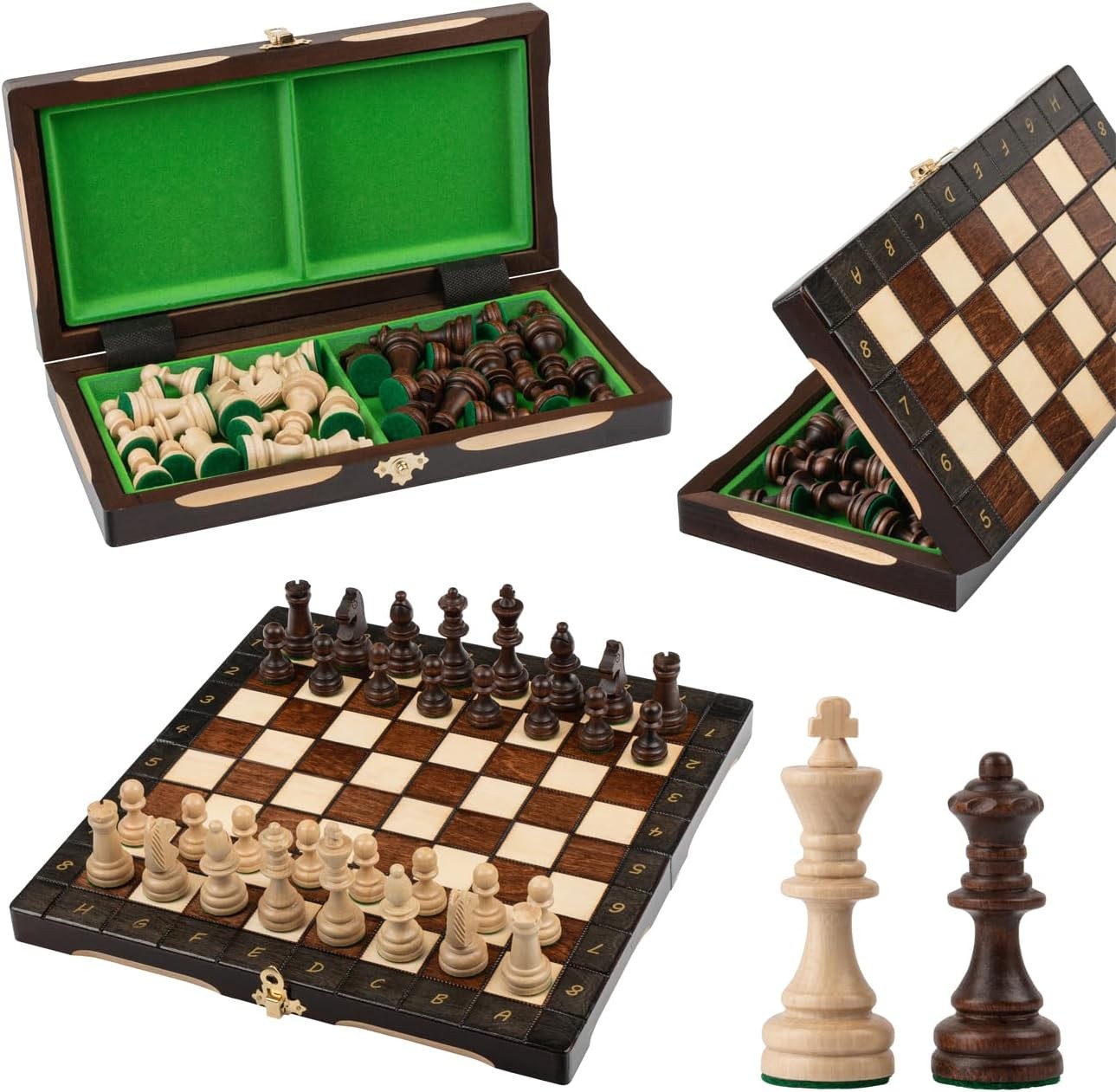 Portable Wooden Chess Set 29cm | Handcrafted Champion Board with Pieces | Travel