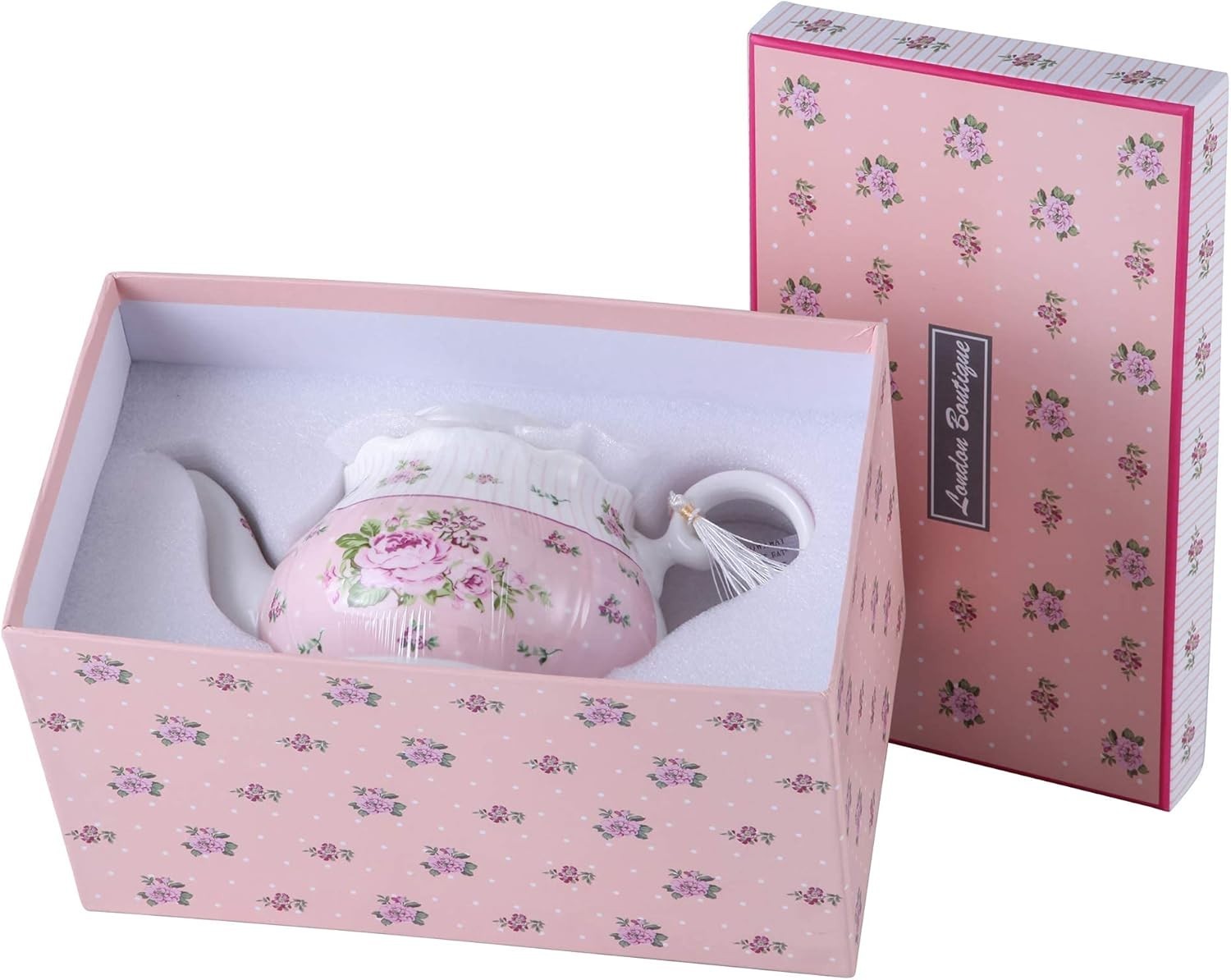 Vintage Floral Porcelain Teapot 1200ml Tea Pot with Lid Gift Box