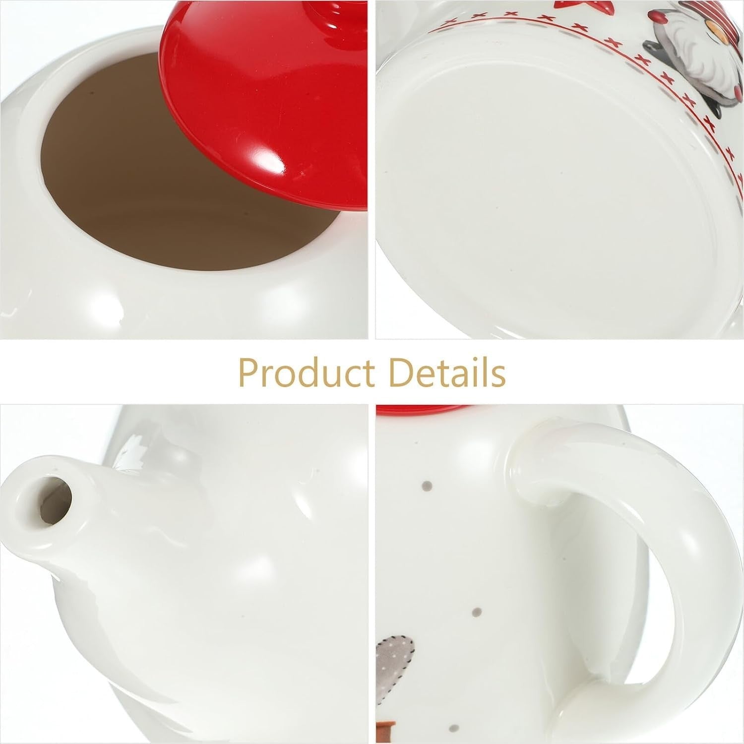 Christmas Santa Ceramic Teapot Nordic Embossed Tea Pot Xmas Decor