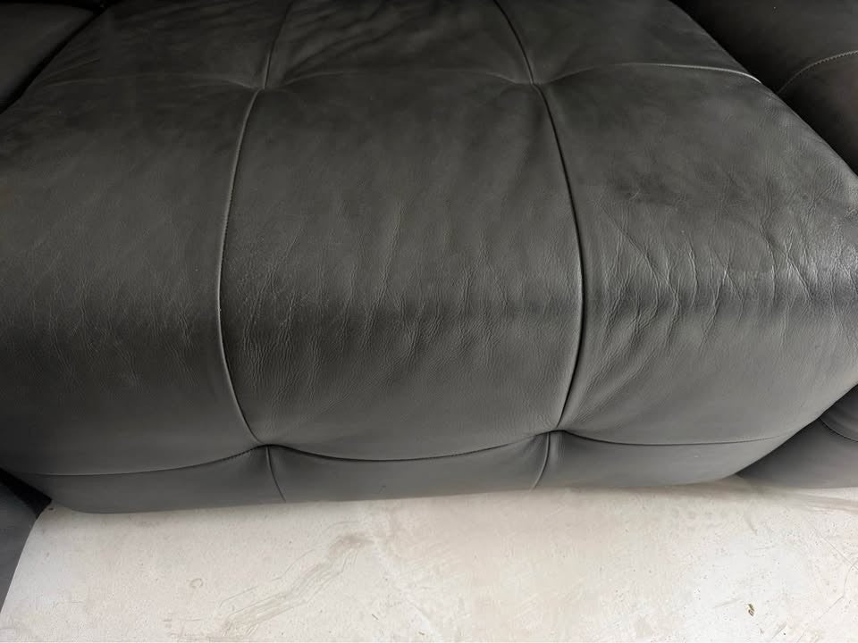 Natuzzi Black Leather Recline Corner Sofa (PTP)
