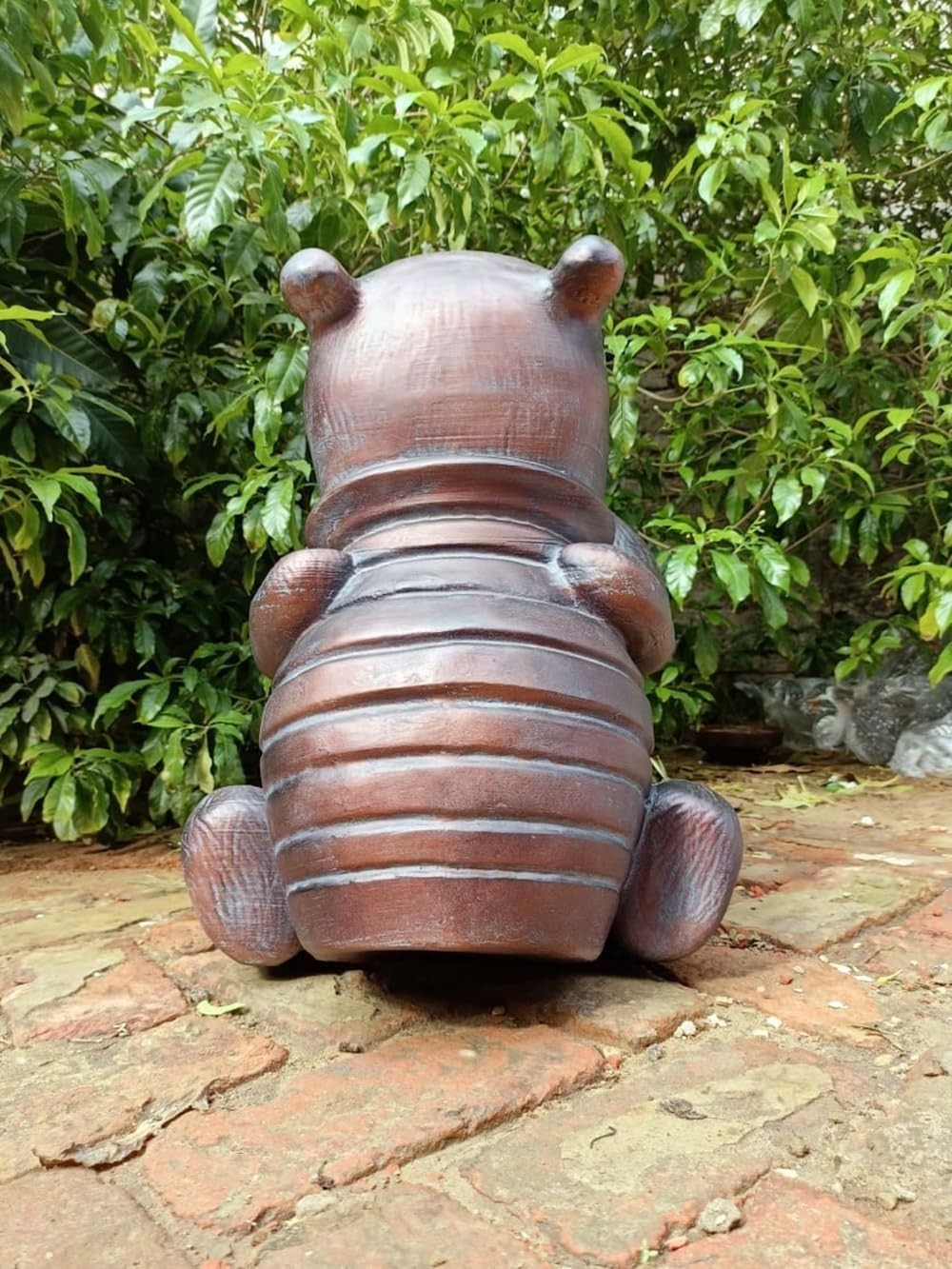 Bronze Sitting Bear Garden Ornament 15cm Resin Sculpture Outdoor Home Decor