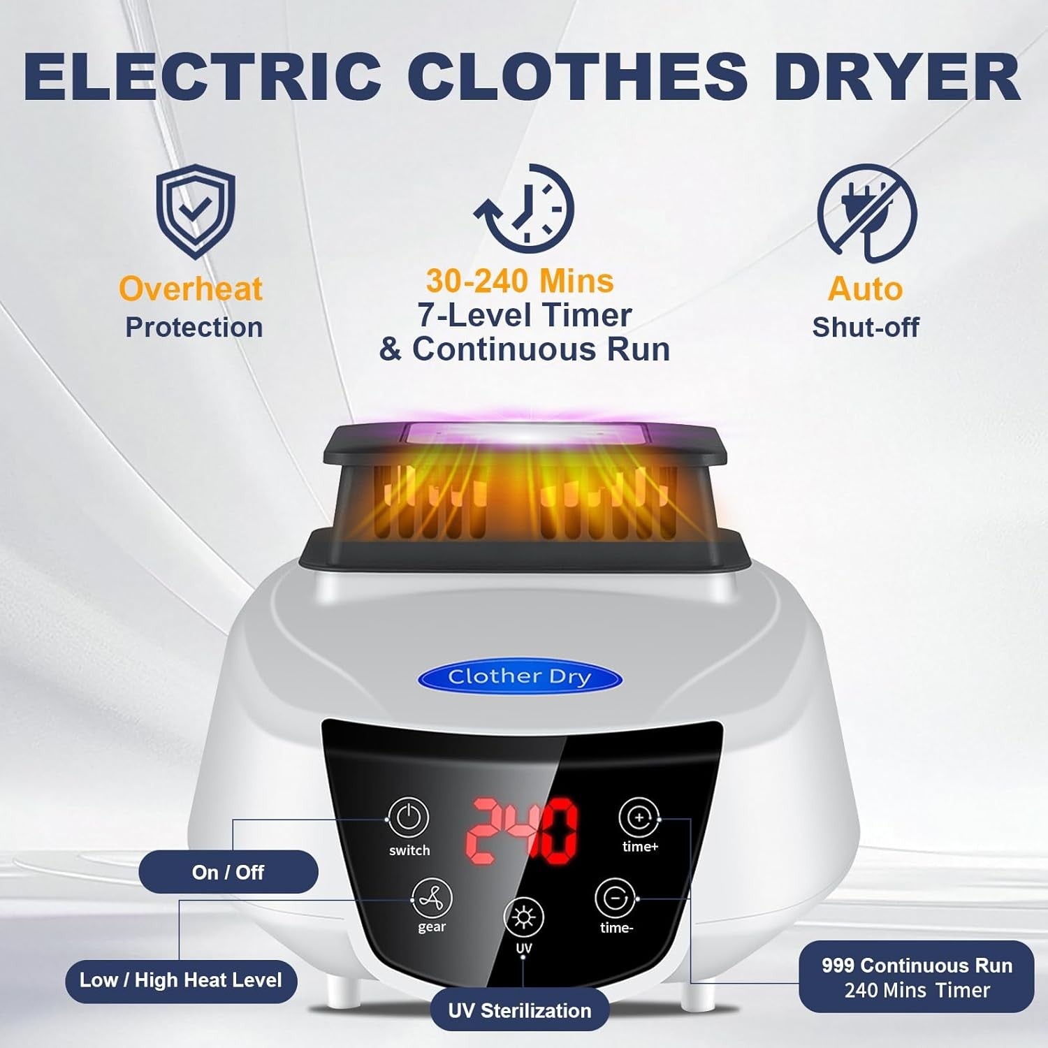 1500W Electric Clothes Dryer Cabinet Heated Airer 2 Tier Foldable Indoor
