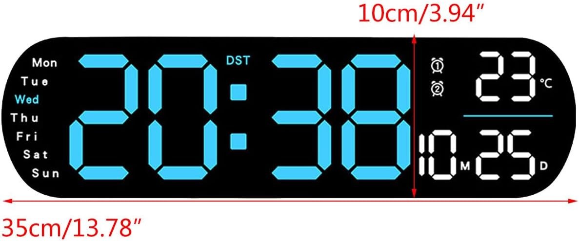 Large LED Digital Alarm Clock Vibrating Flash Alert Heavy Sleepers Blue