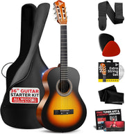 3/4 Junior Classical Acoustic Guitar 36in Starter Kit Sunburst