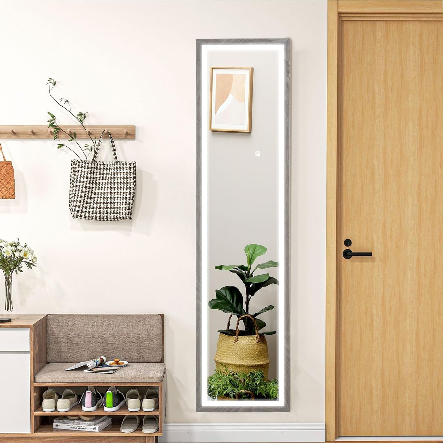 Full Length LED Mirror Wall Leaning Freestanding Dimmable Light Up
