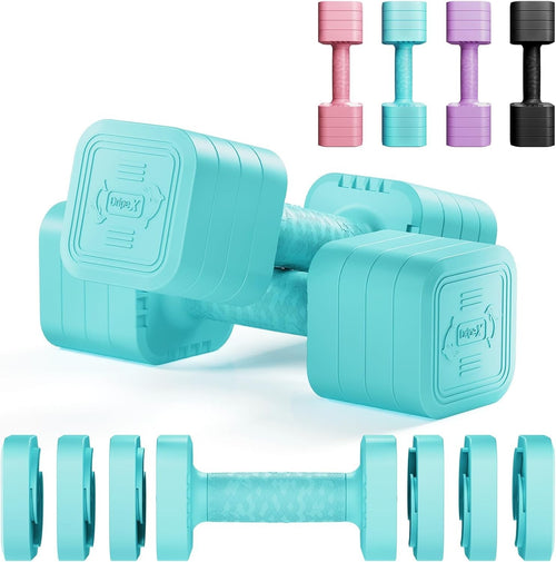 5KG Adjustable Dumbbells Pair 4-in-1 Compact Non-Slip Home Fitness