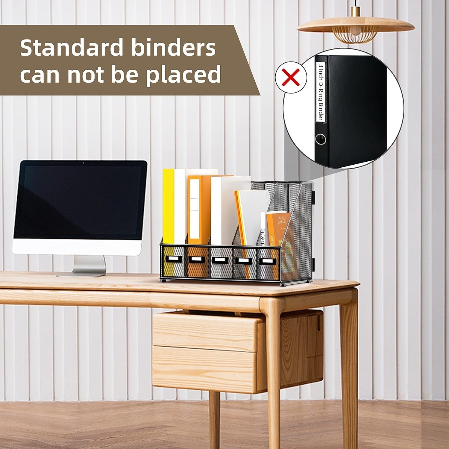 Metal Desk Organizer with 5 Compartments – Magazine, File & Letter Holder