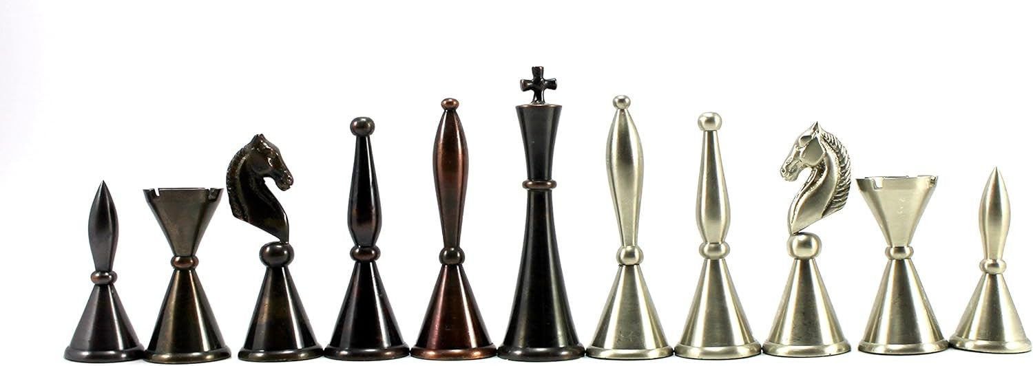 4" Brass Chess Pieces Set Handmade Silver & Copper Staunton Style Luxury Upgrade