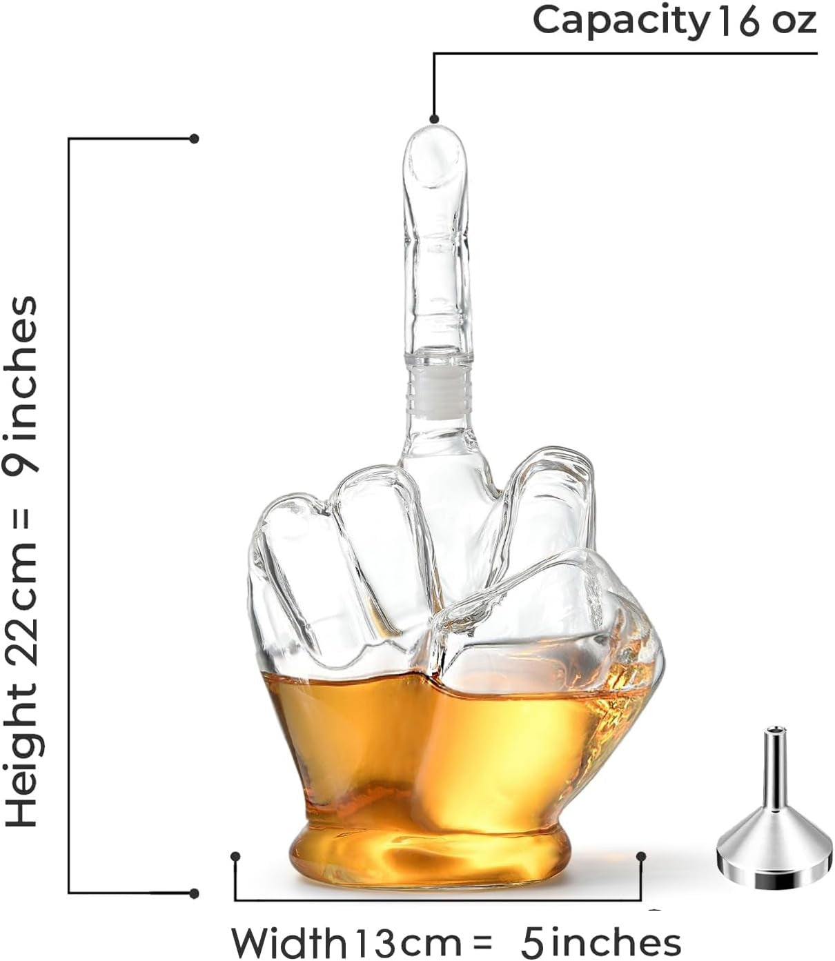Funny Middle Finger Whiskey Decanter 450ml – Unique Spirits Gift with Funnel