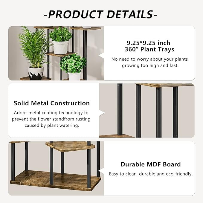 AZERPIAN Plant Stand 7 Tier Indoor Metal Flower Shelf for Multiple Plants Corner