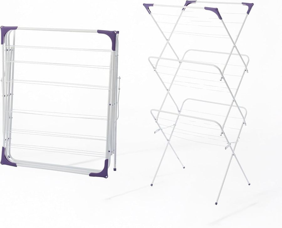 3 Tier Clothes Airer Folding Drying Rack Indoor Outdoor Non Slip Space Saving
