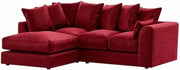Ruby Red Plush Velvet Left Hand Corner Sofa Modern L Shape 3 2 Seater