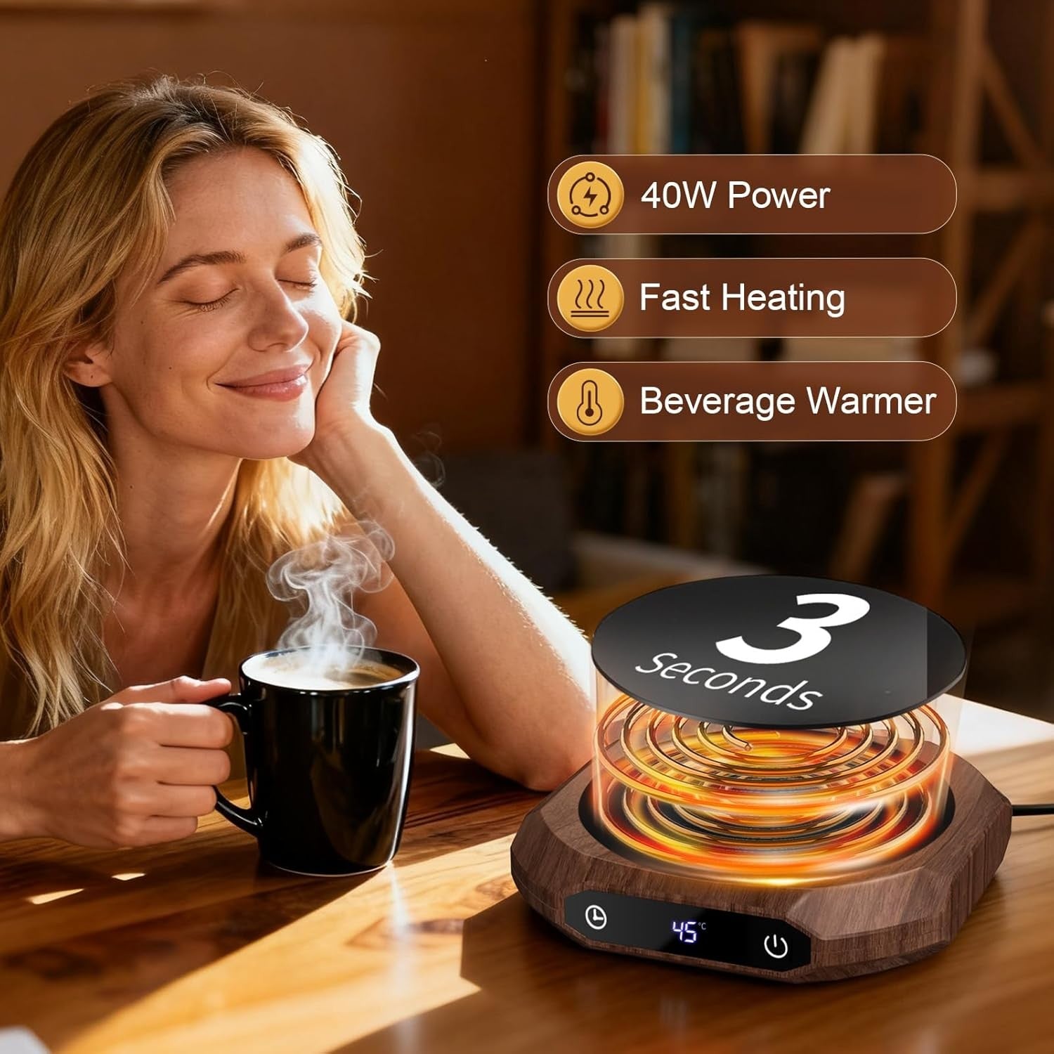 Coffee Mug Warmer 3 Temp 1-9H Timer Desk Cup Heater