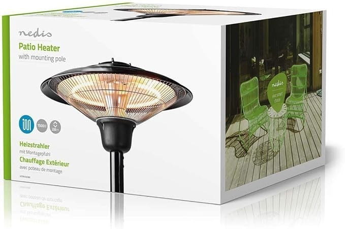 Outdoor Electric Patio Heater 1500W Tower Radiant Heat Safe Tip-Over Protection
