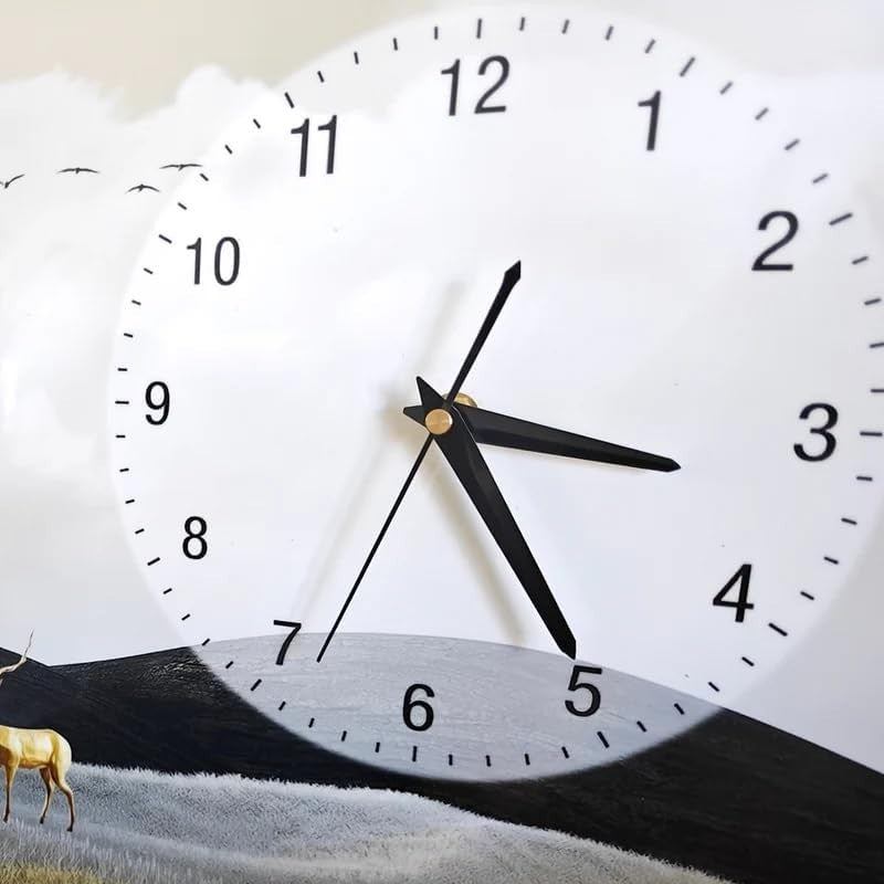 Large Nordic Deer Wall Clock Art 60x120cm Silent Quartz Home Decor