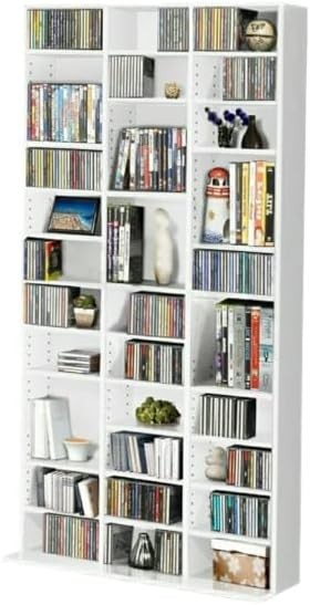 CD DVD Storage Shelf Rack 1116 CD 528 DVD Adjustable Media Bookcase
