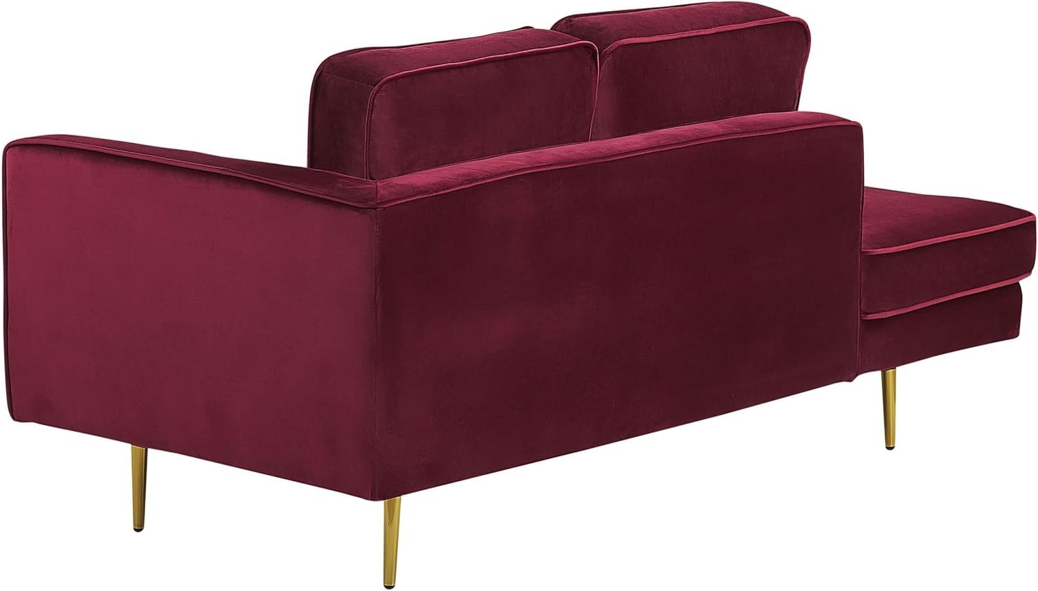 Velvet Chaise Lounge Sofa Red | Glam Gold Legs, Cushions, Compact Design
