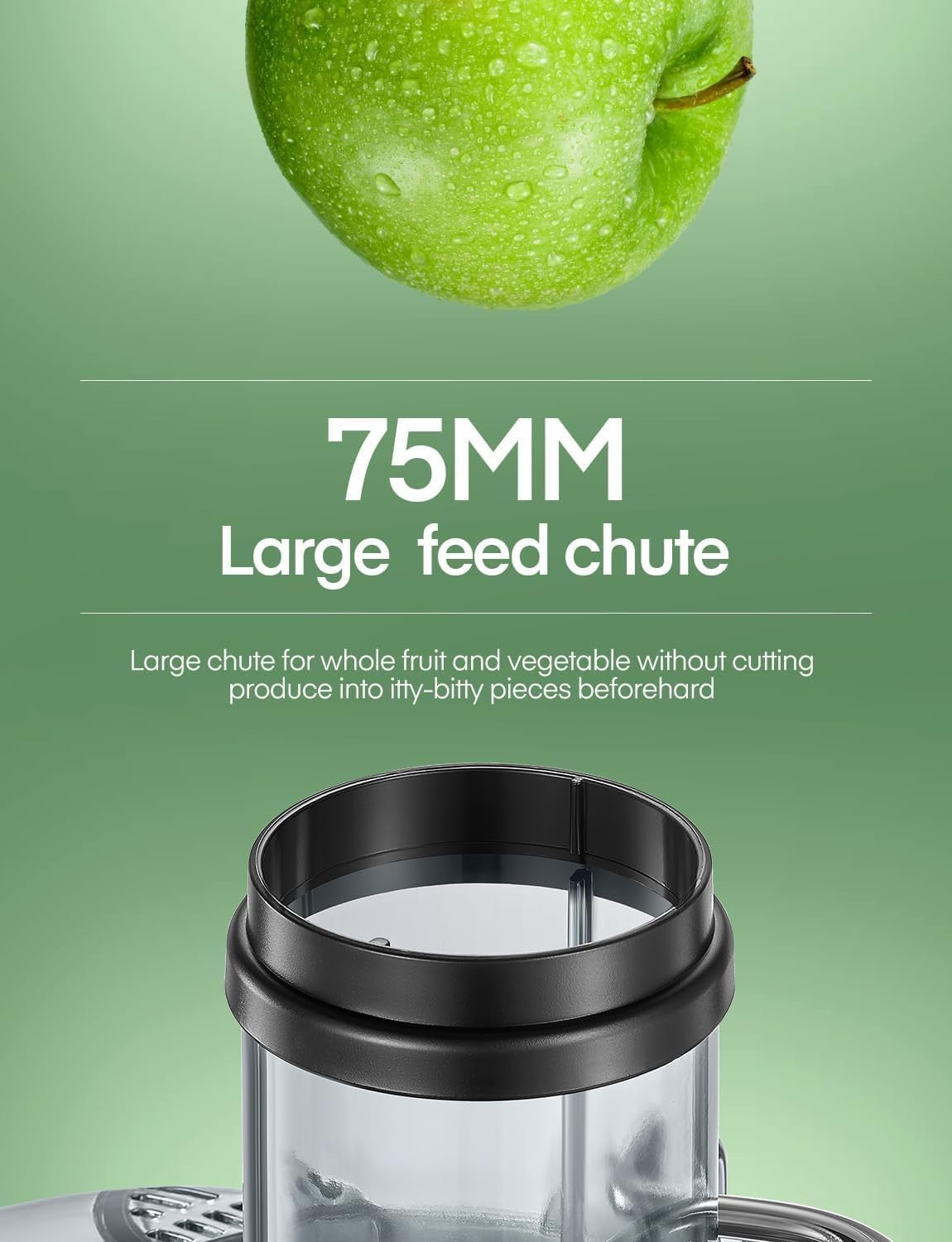 1000W Centrifugal Juicer 75mm Wide Chute Dual Speed Easy Clean Whole Fruit