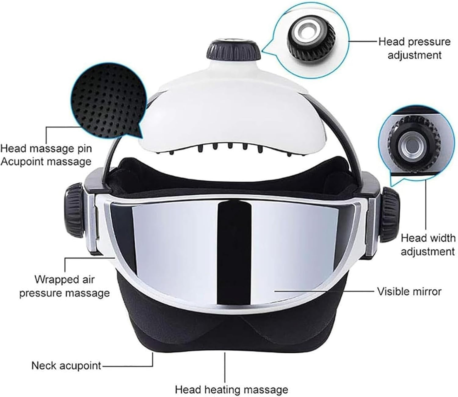Electric Head & Eye Massager Helmet Heat Air Compression Sleep Aid