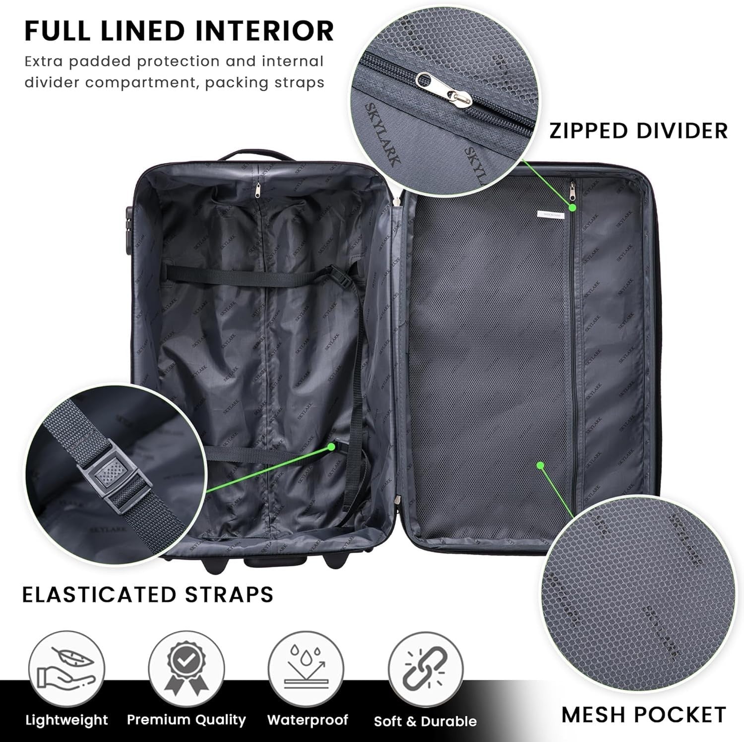 32'' Extra Large Soft Shell Check In Suitcase 20% Expandable 2 Wheel Lock