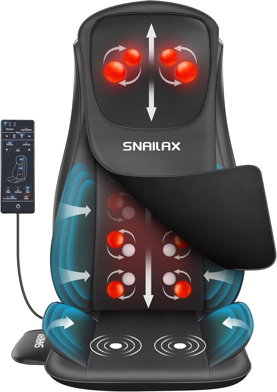 4D Heated Shiatsu Massage Chair Pad with Vibration for Back & Neck