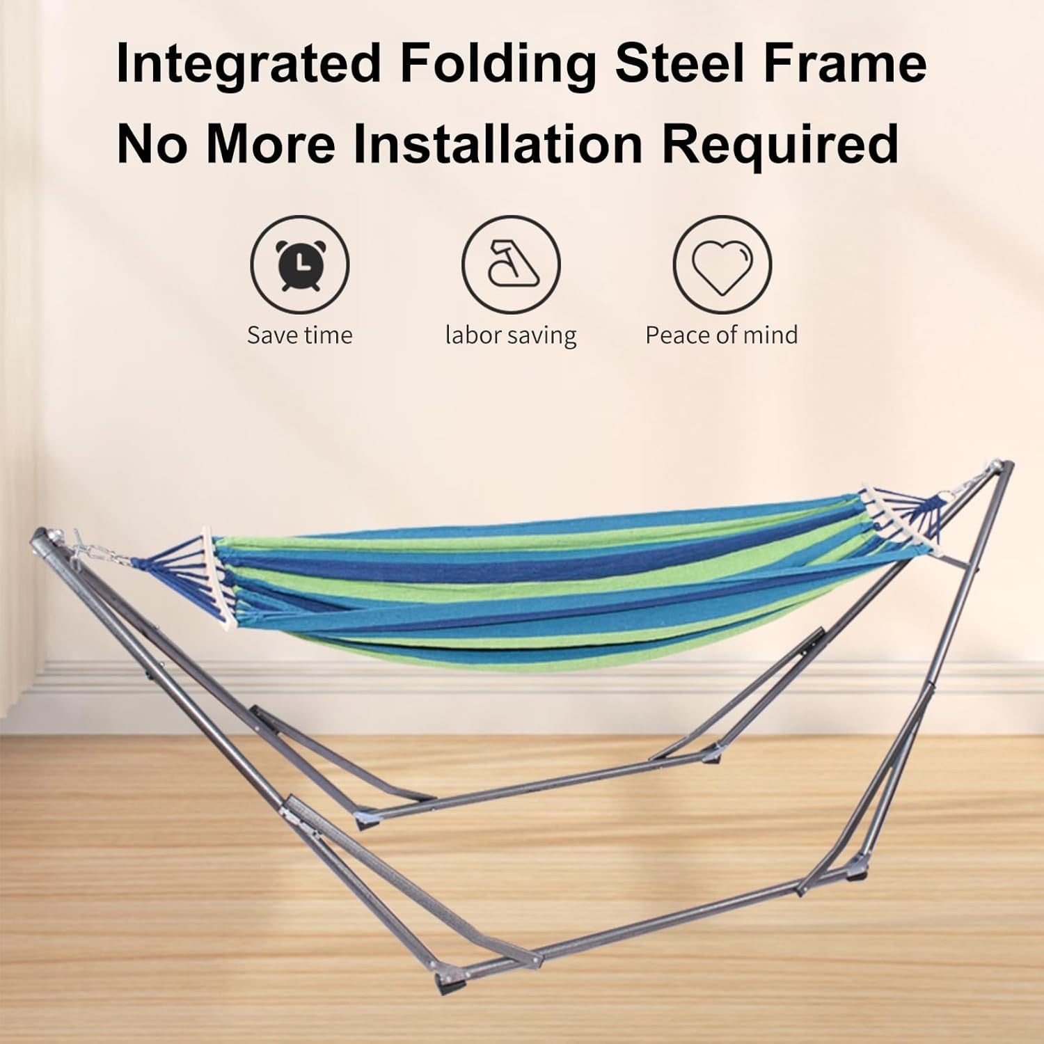 Double Hammock with Stand – Adjustable 2 Person Garden Swing Bed Indoor Outdoor