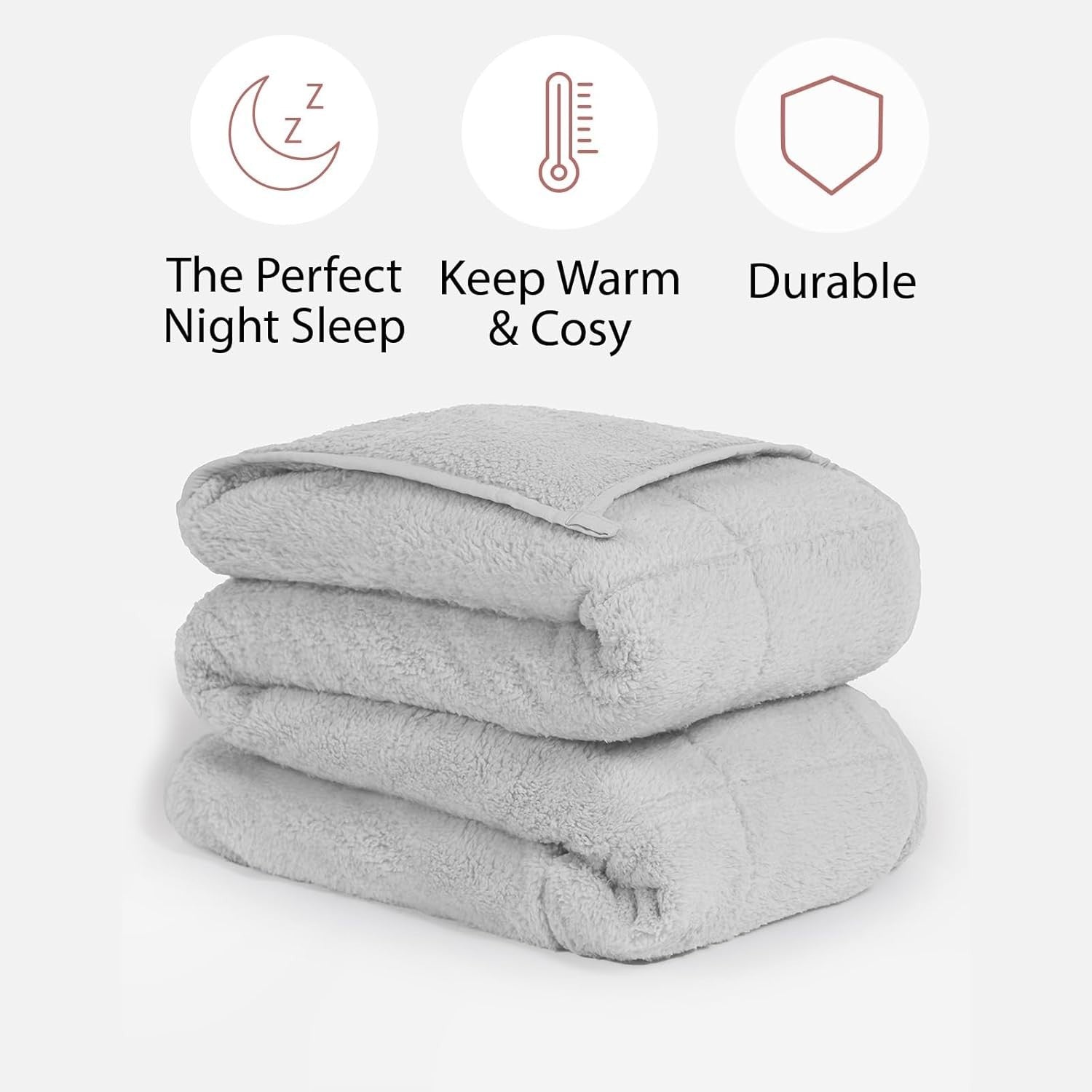 Teddy Fleece Weighted Blanket Silver Grey 4kg 125x150cm Calming Comfort