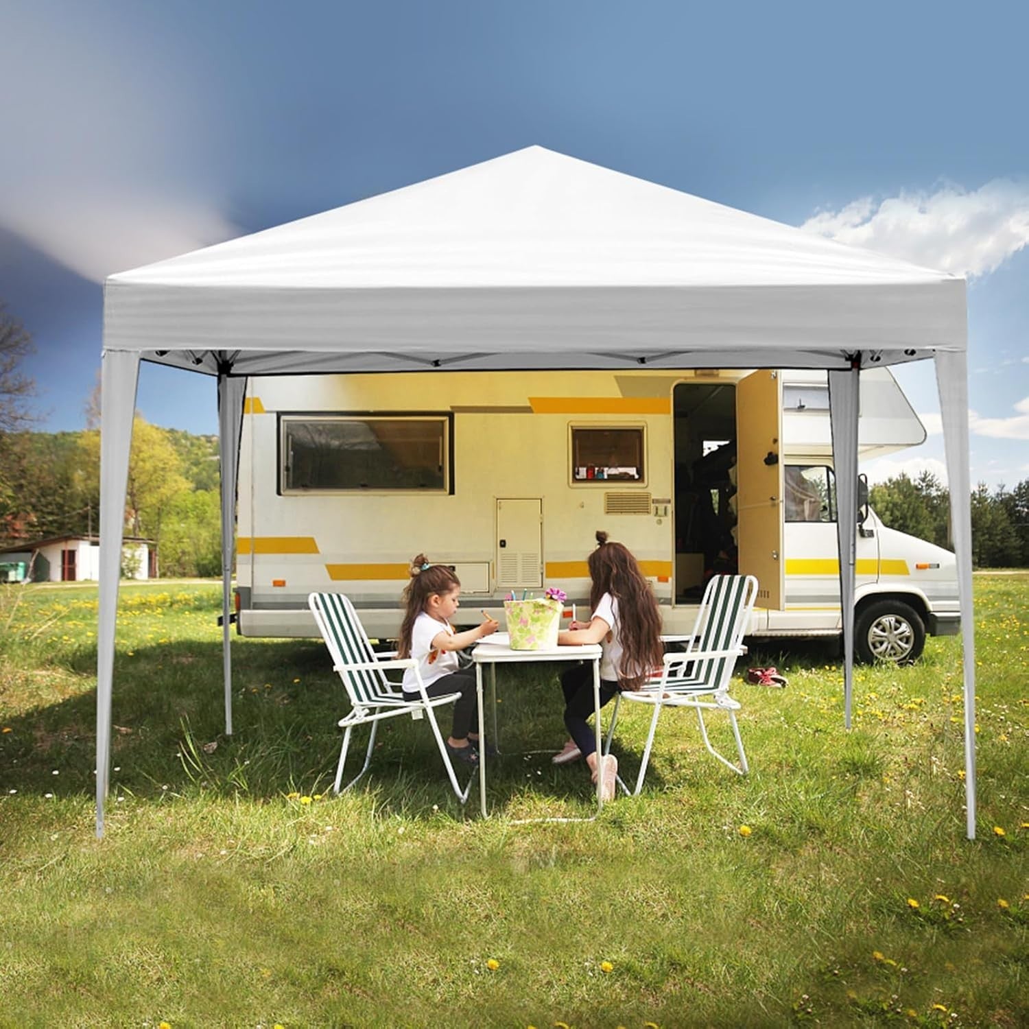 3x3M White Pop Up Gazebo with Sides Waterproof Garden Party Tent Outdoor Canopy