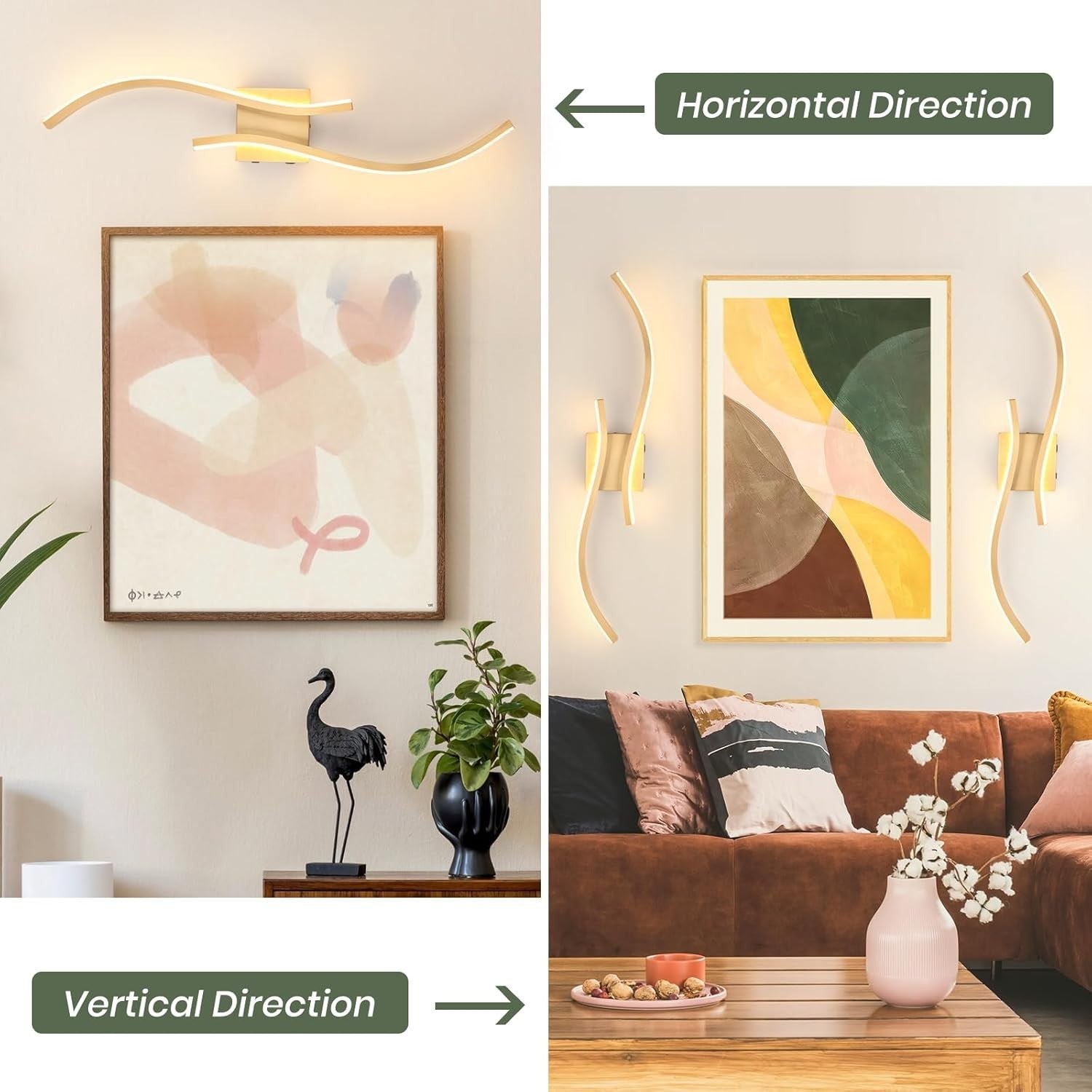 LED Rechargeable Wall Sconces 2-Pack, 3000K-6000K, Remote Control, 80cm