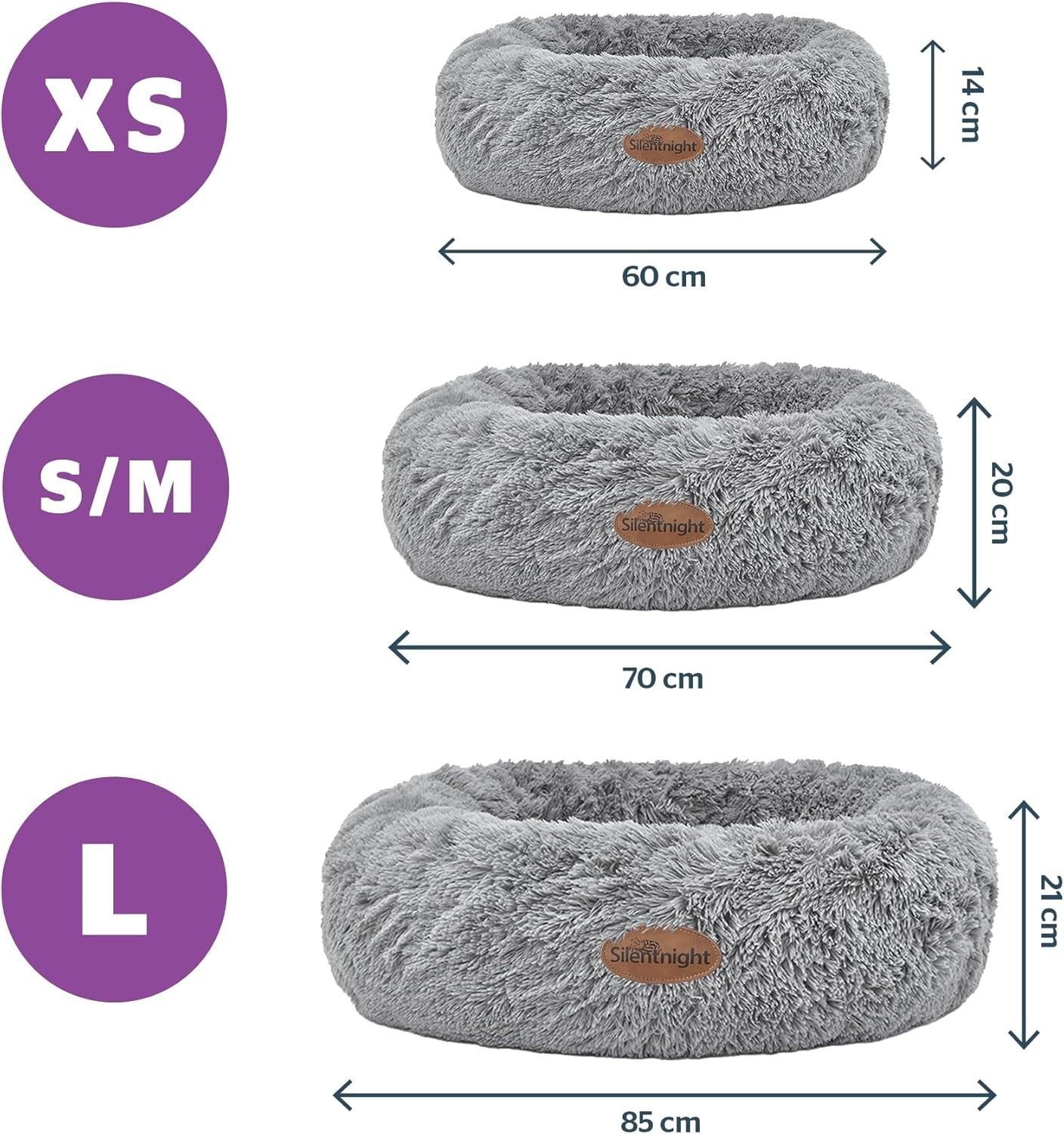 70cm Calming Donut Dog Bed Plush Washable Anti Anxiety Pet