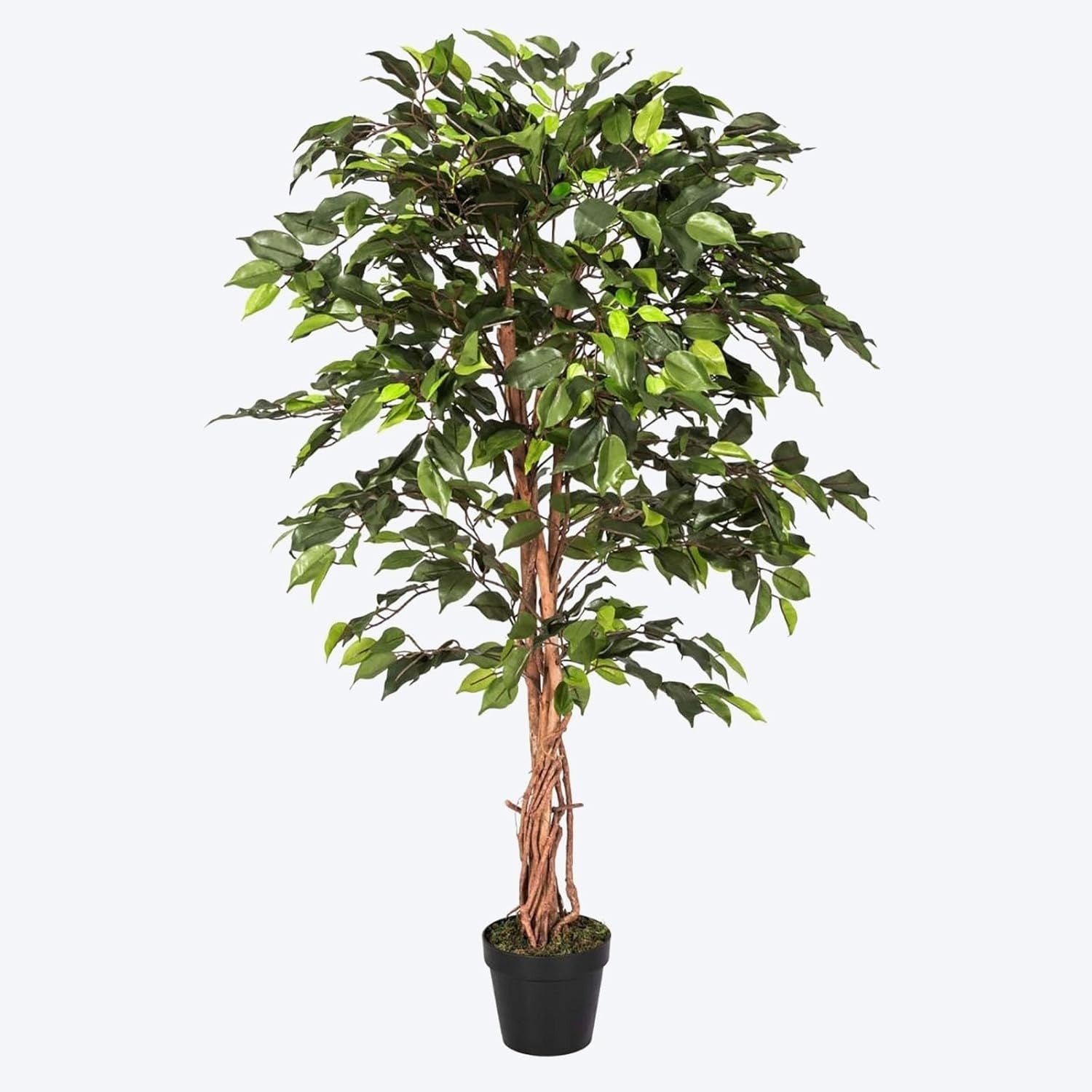 4ft Artificial Ficus Tree with Real Wood Trunk Lifelike Indoor Green Plant Décor