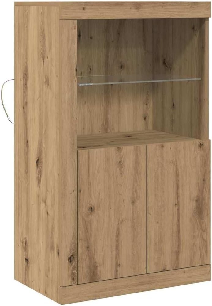 Modern Solid Oak Sideboard Cabinet with Glass Shelves – Durable Storage