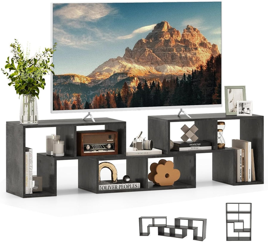 Adjustable Cement Grey TV Stand for TVs up to 65" | Modular Storage Shelf