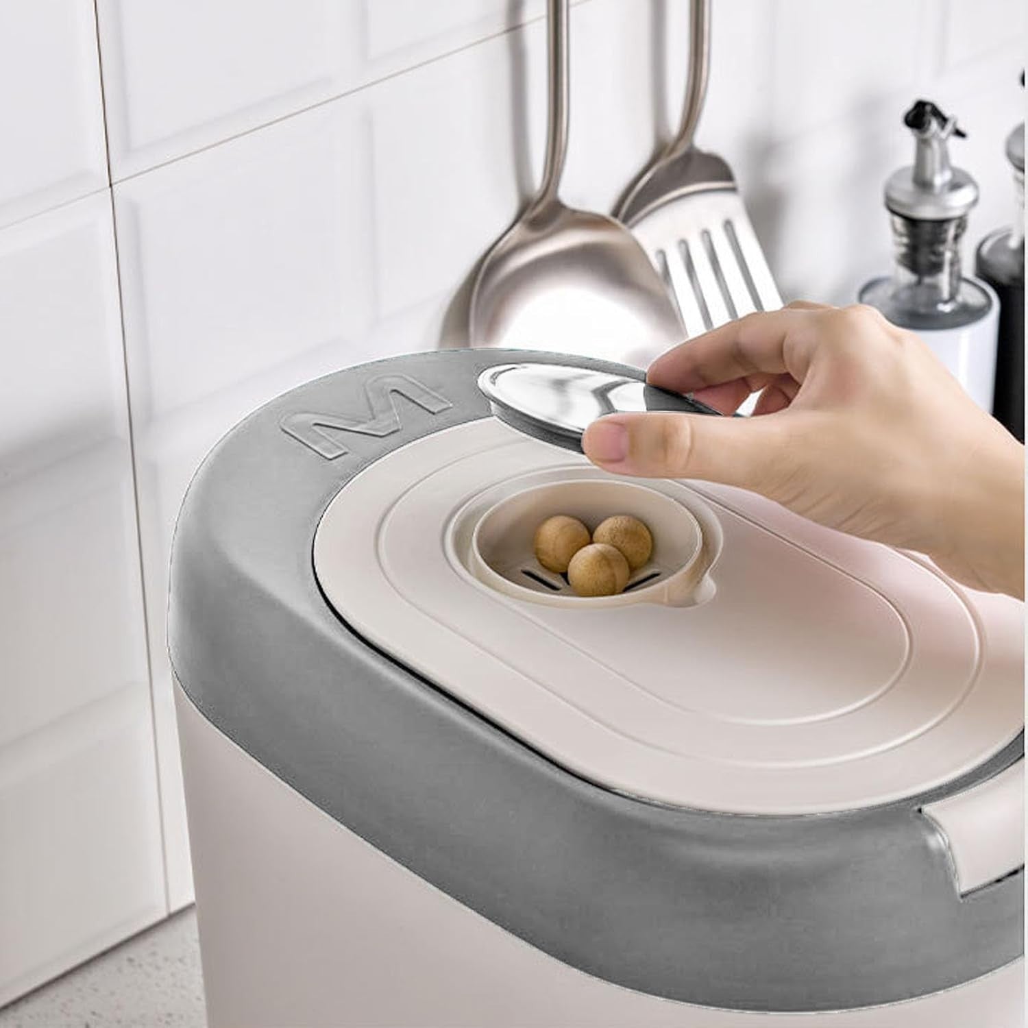 10KG Press Lid Rice Storage Container Airtight Grain Flour Dispenser