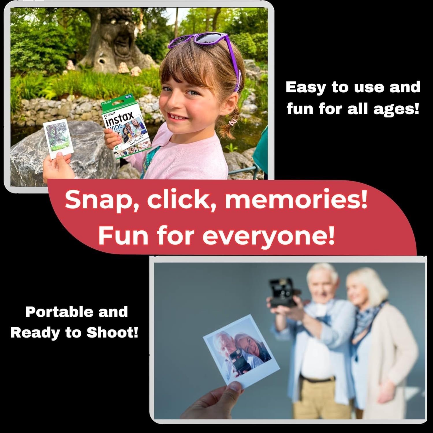 Instax Wide Film Bundle 100 Shots Photo Album Wall Display Kit