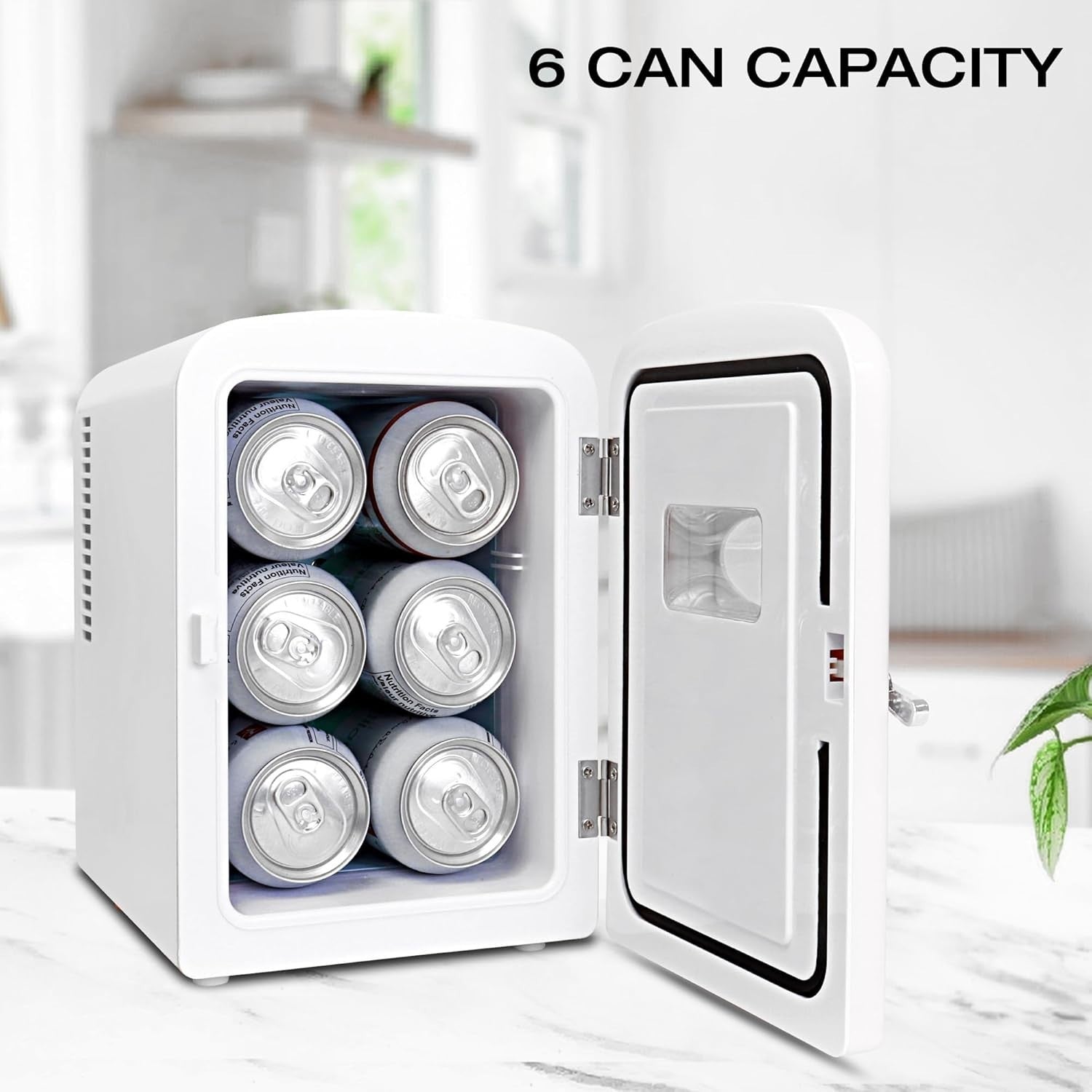 4L Mini Fridge Portable Retro Cooler Bedroom Office Dorm White