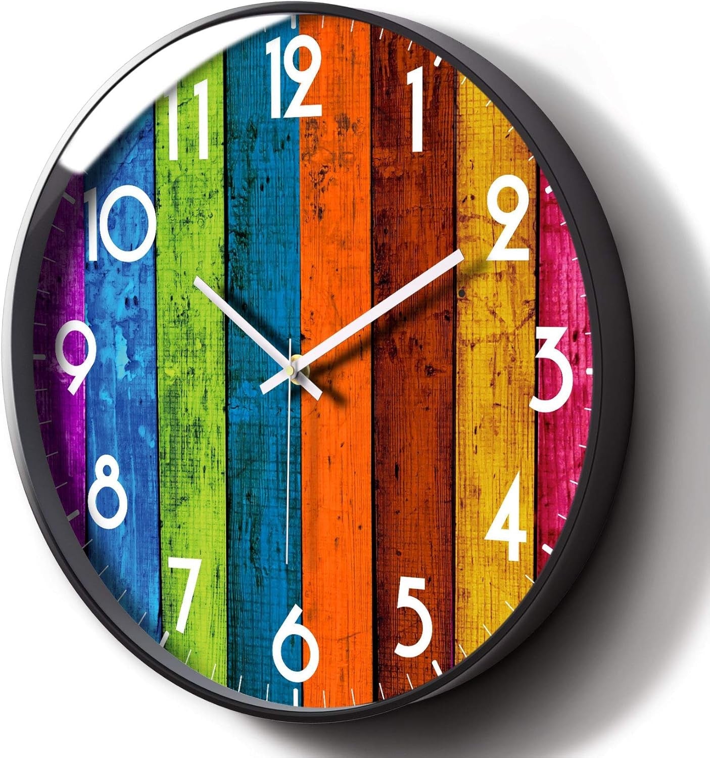Colourful 14inch Wall Clock Silent Quartz Large Rainbow Modern Home Decor