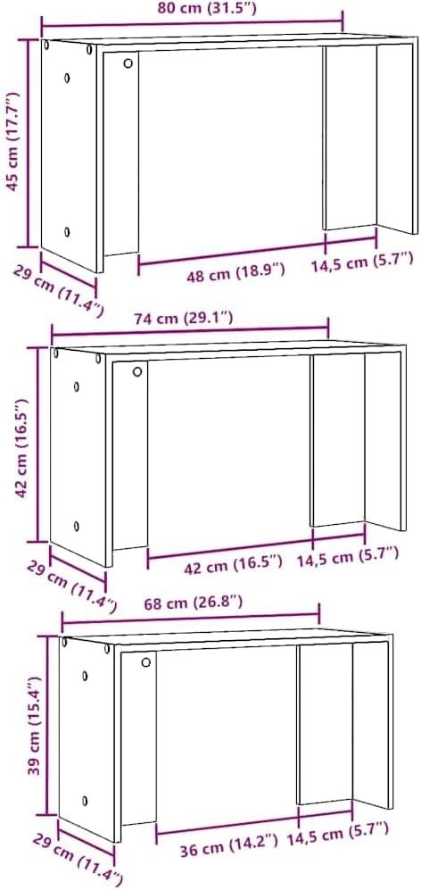 Contemporary Nesting End Table Set Concrete Gray Engineered Wood Space Saving