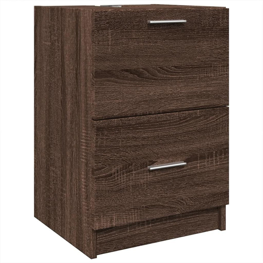 Brown Oak Under Sink Bathroom Cabinet 3 Drawer Vanity Storage Unit 40x37x59cm