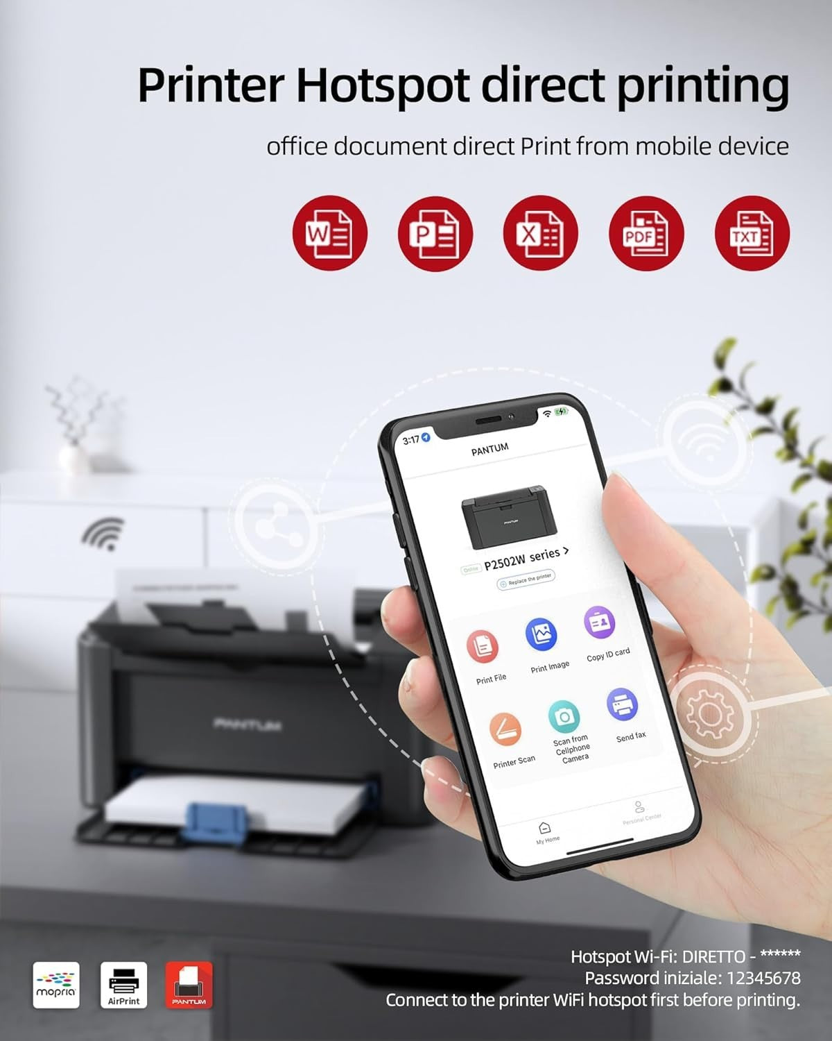Black Mono Laser Printer A4 22ppm Wifi USB Home Office Compact