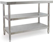 Stainless Steel Work Table 120x60x85cm with 2 Shelves Height Adjustable
