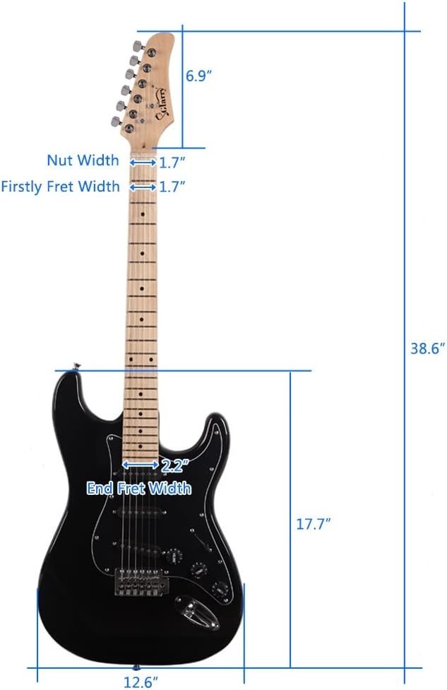 Full Size Electric Guitar Kit 20W Amp Black Beginner Pack