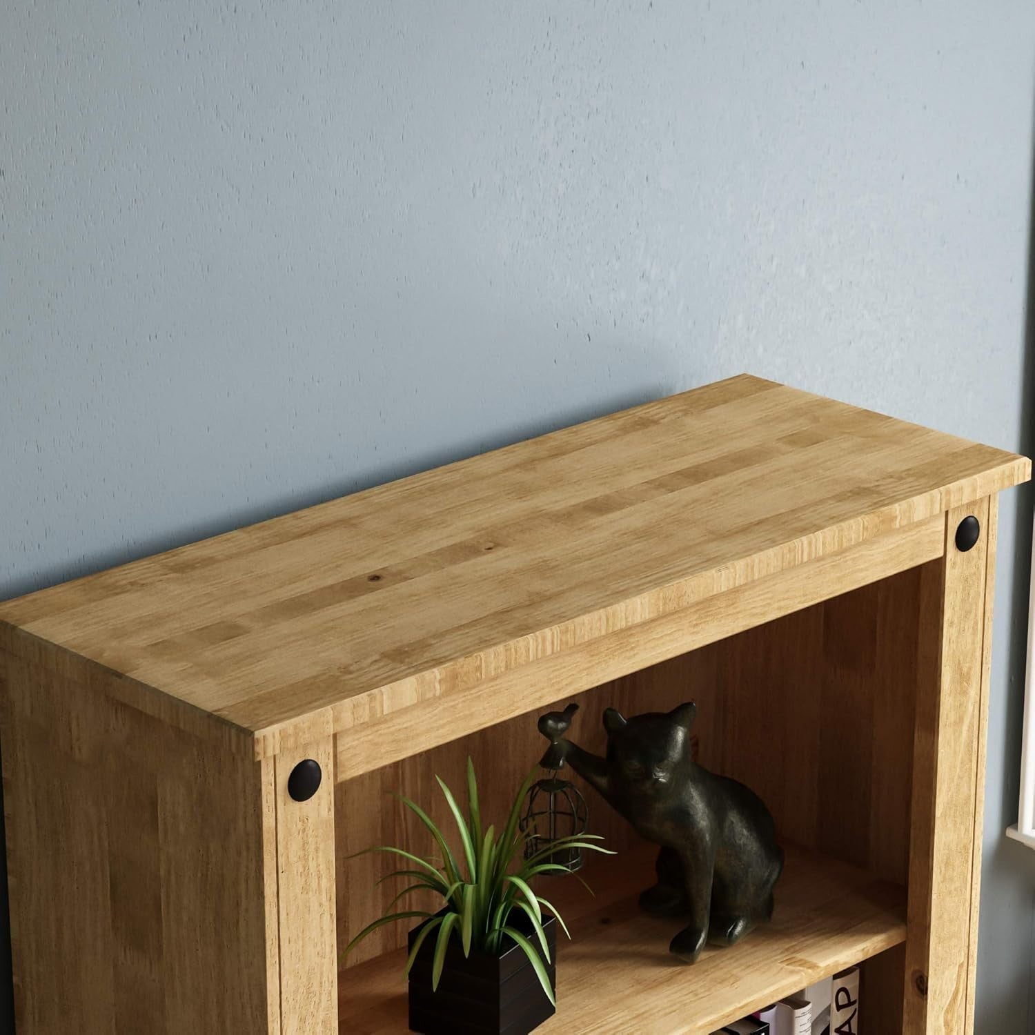Rustic Pine Medium 3-Tier Bookcase – Solid Wood Shelf Unit 138.5cm High