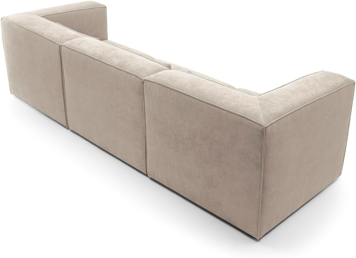 Modular 4 Seater Sofa Beige Cord Chenille Fabric | Space-Saving, Comfy, Modern